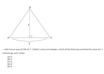 Multiple answer GRE math question example