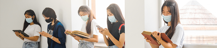 Students studying in hall