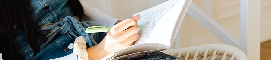 A woman taking down notes