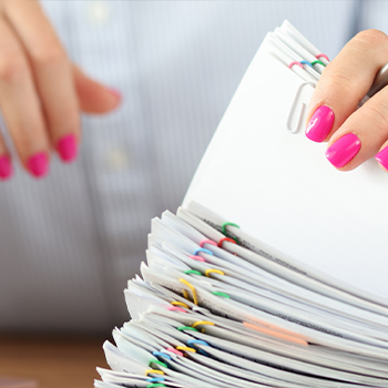 woman checking paper