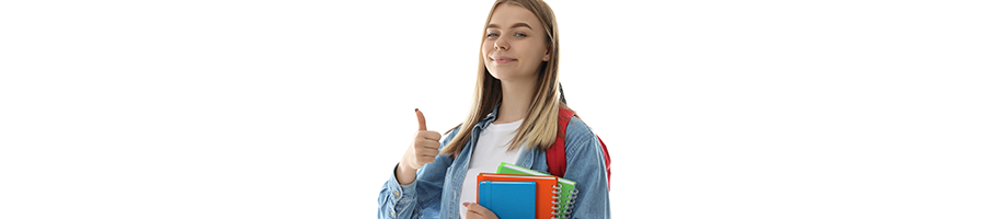 female student giving a thumbs up