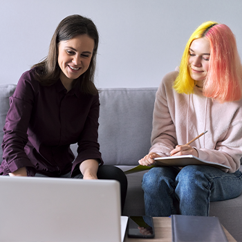 instructor and student working