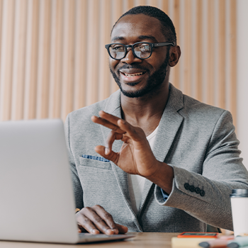 man teaching in an online setting