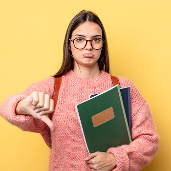 female student sad