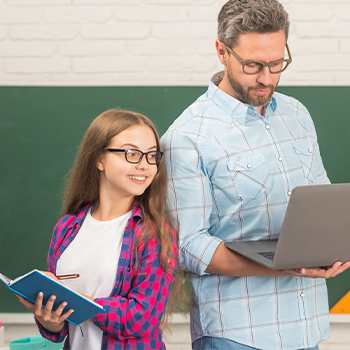 student with a teacher