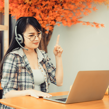 woman teaching online