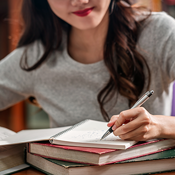 female student studying