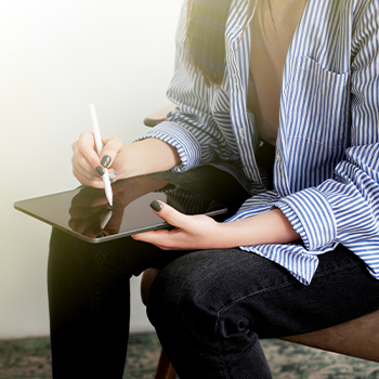 woman using a tablet