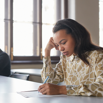 woman during a school exam