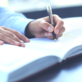 hand view of a person writing