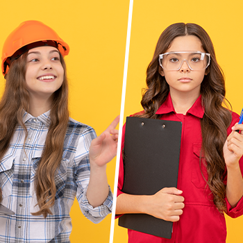 teen in engineer and working costume
