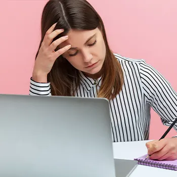 female student studying