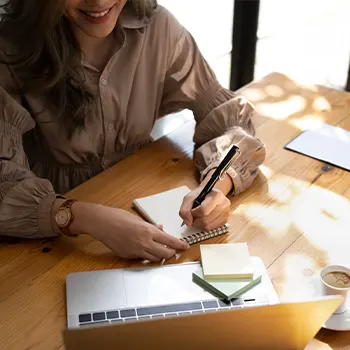 woman working on a table